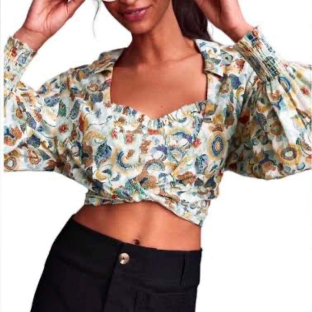 🌻 Anthropologie Unique Flower Print Two-Piece Bustier/Overshirt Set 🍂